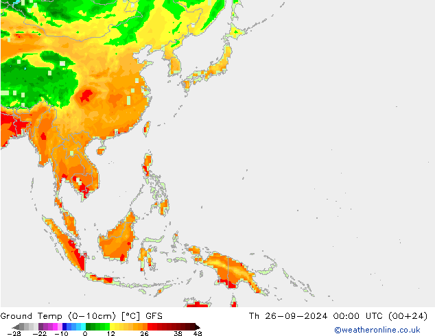 Temp. gruntu (0-10cm) GFS czw. 26.09.2024 00 UTC