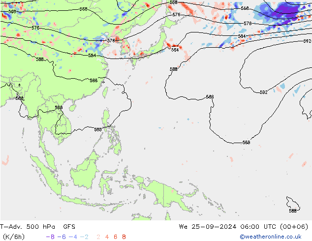 T-Adv. 500 hPa GFS Qua 25.09.2024 06 UTC