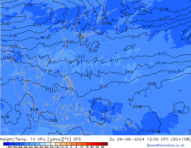 Height/Temp. 10 hPa GFS Su 29.09.2024 12 UTC