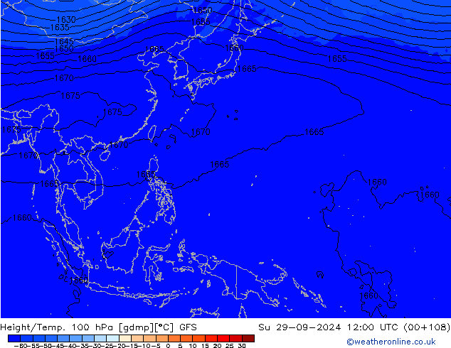 Height/Temp. 100 hPa GFS  29.09.2024 12 UTC