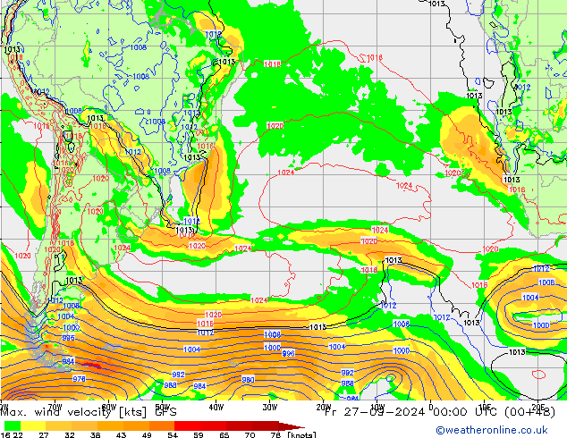 Max. wind velocity GFS Fr 27.09.2024 00 UTC