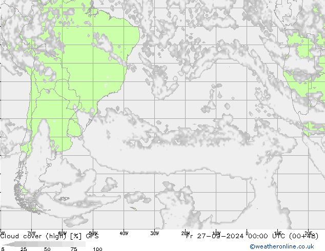 Cloud cover (high) GFS Fr 27.09.2024 00 UTC