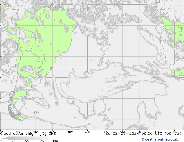 Bewolking (Hoog) GFS za 28.09.2024 00 UTC