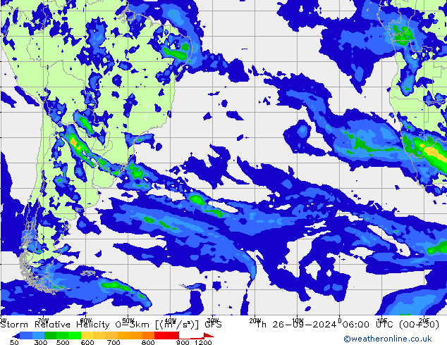 Storm Relative Helicity GFS Th 26.09.2024 06 UTC