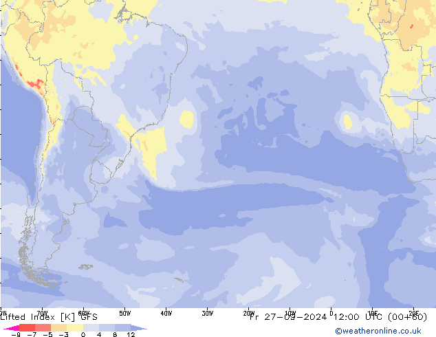 Indice de soulèvement GFS ven 27.09.2024 12 UTC