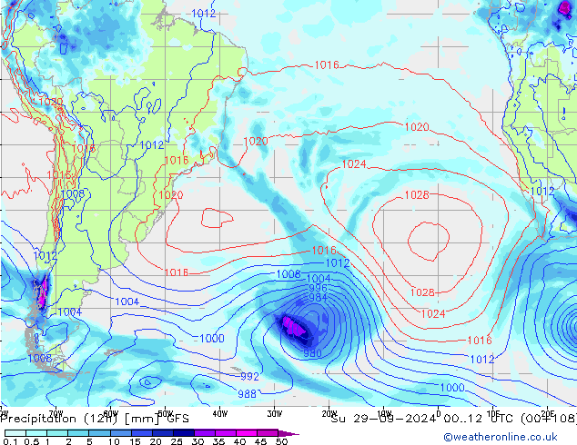 Precipitación (12h) GFS dom 29.09.2024 12 UTC