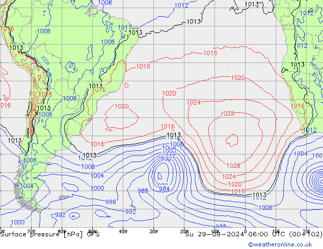 приземное давление GFS Вс 29.09.2024 06 UTC