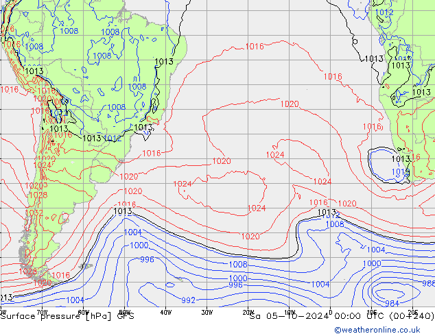 pressão do solo GFS Sáb 05.10.2024 00 UTC