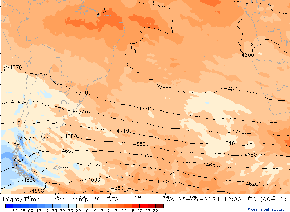 Height/Temp. 1 hPa GFS We 25.09.2024 12 UTC