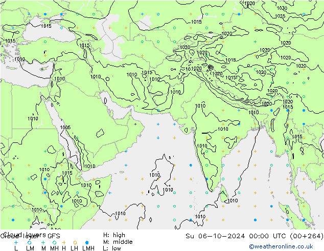 Cloud layer GFS Su 06.10.2024 00 UTC