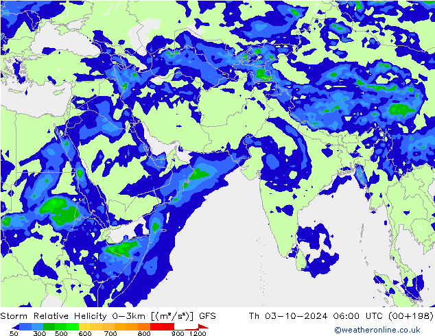 Storm Relative Helicity GFS  03.10.2024 06 UTC