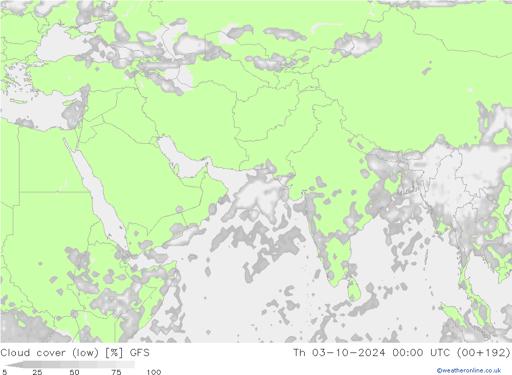 Nuages (bas) GFS jeu 03.10.2024 00 UTC