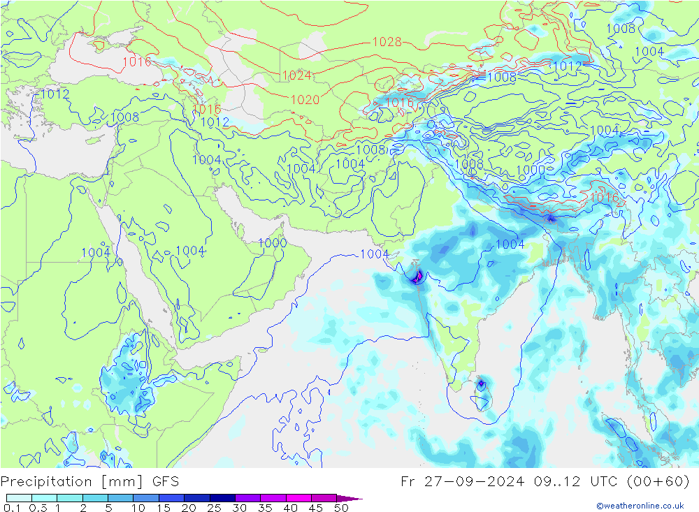 Precipitation GFS Fr 27.09.2024 12 UTC