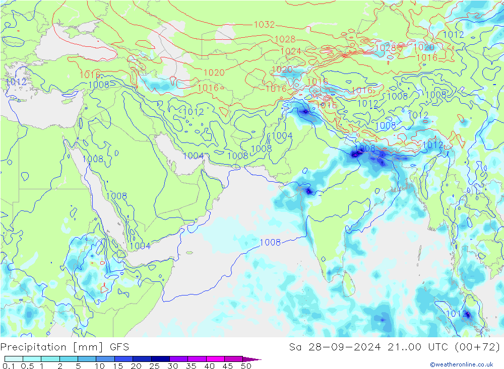 Precipitation GFS Sa 28.09.2024 00 UTC