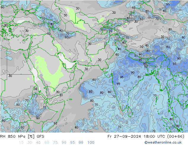 RH 850 hPa GFS Fr 27.09.2024 18 UTC