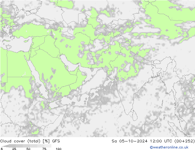 Nuages (total) GFS sam 05.10.2024 12 UTC