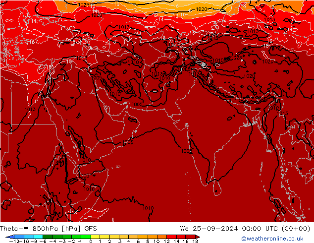 Theta-W 850hPa GFS We 25.09.2024 00 UTC