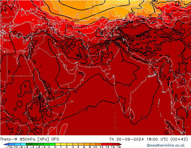 Theta-W 850hPa GFS Th 26.09.2024 18 UTC