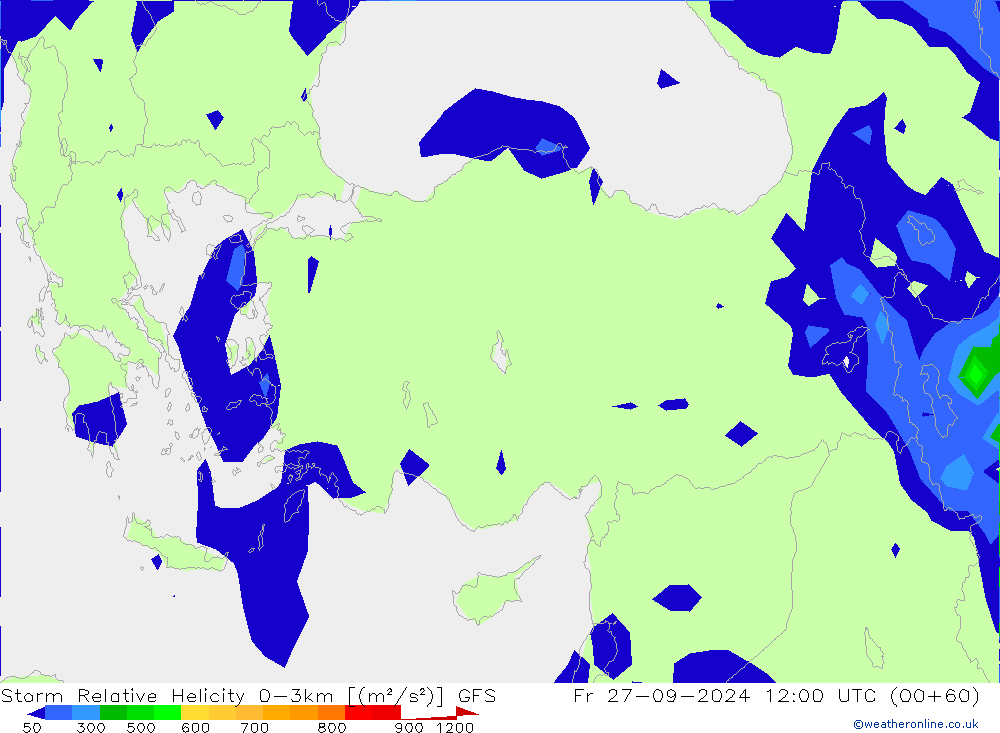 Storm Relative Helicity GFS пт 27.09.2024 12 UTC