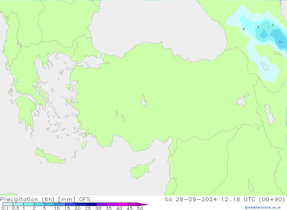 Yağış (6h) GFS Cts 28.09.2024 18 UTC