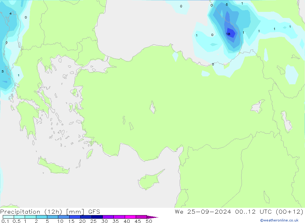 Nied. akkumuliert (12Std) GFS Mi 25.09.2024 12 UTC