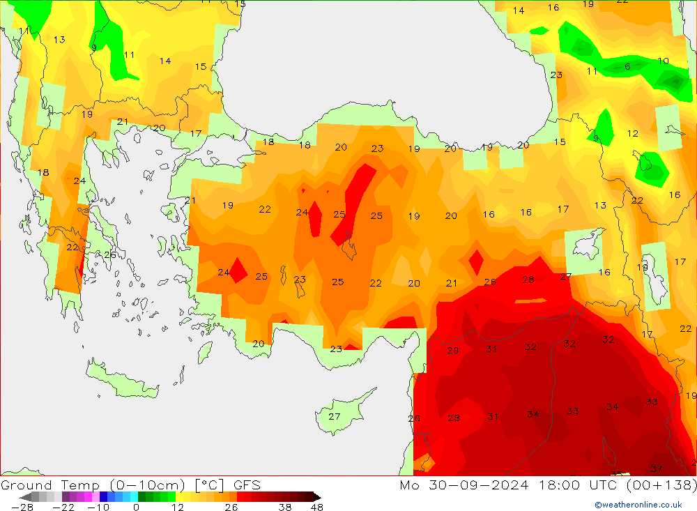 Temp. 10cm GFS ma 30.09.2024 18 UTC