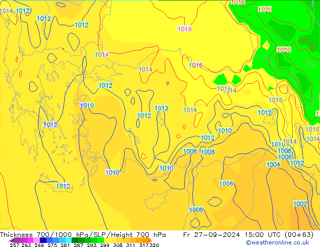 Thck 700-1000 hPa GFS Fr 27.09.2024 15 UTC