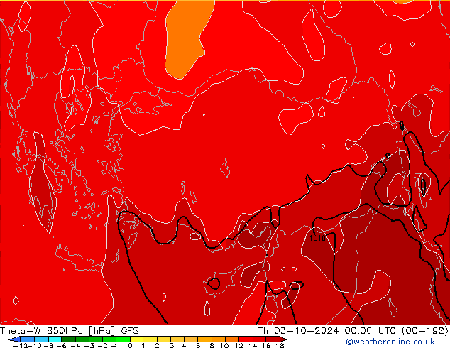 Theta-W 850hPa GFS  03.10.2024 00 UTC