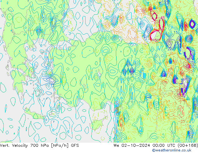 Vert. Velocity 700 hPa GFS mié 02.10.2024 00 UTC