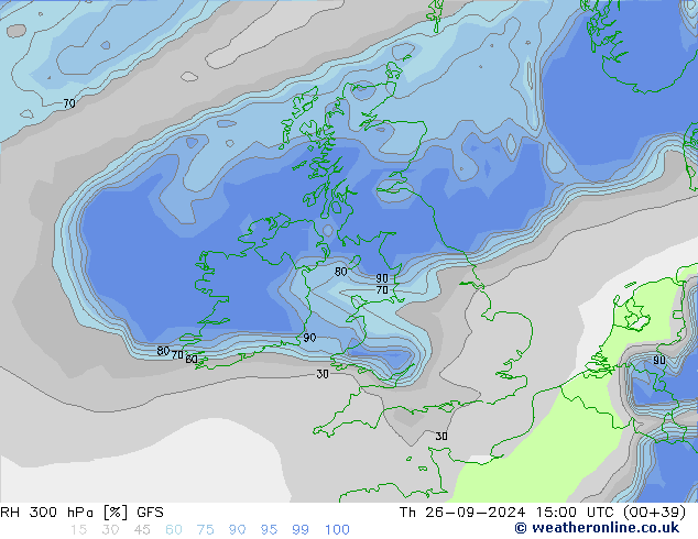 RH 300 hPa GFS gio 26.09.2024 15 UTC