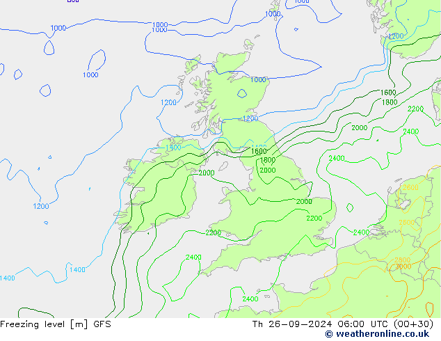 Freezing level GFS  26.09.2024 06 UTC