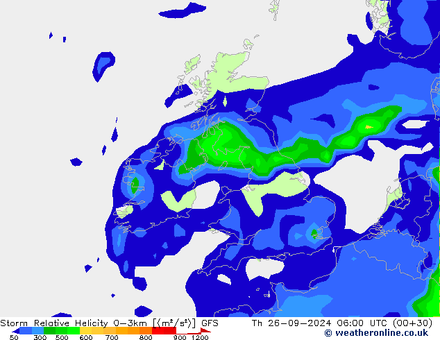 Storm Relative Helicity GFS Th 26.09.2024 06 UTC