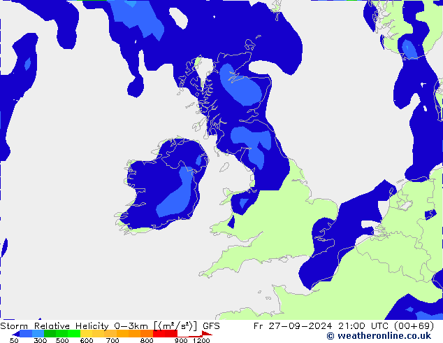 Storm Relative Helicity GFS Cu 27.09.2024 21 UTC