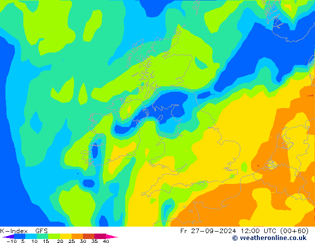 K-İndeksi GFS Cu 27.09.2024 12 UTC