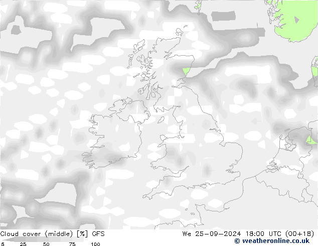 Nuages (moyen) GFS mer 25.09.2024 18 UTC