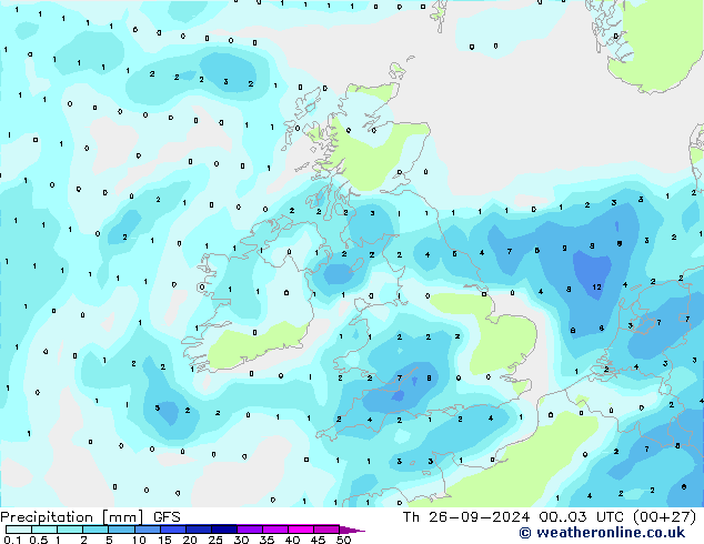 Precipitation GFS Th 26.09.2024 03 UTC