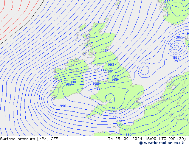 Pressione al suolo GFS gio 26.09.2024 15 UTC