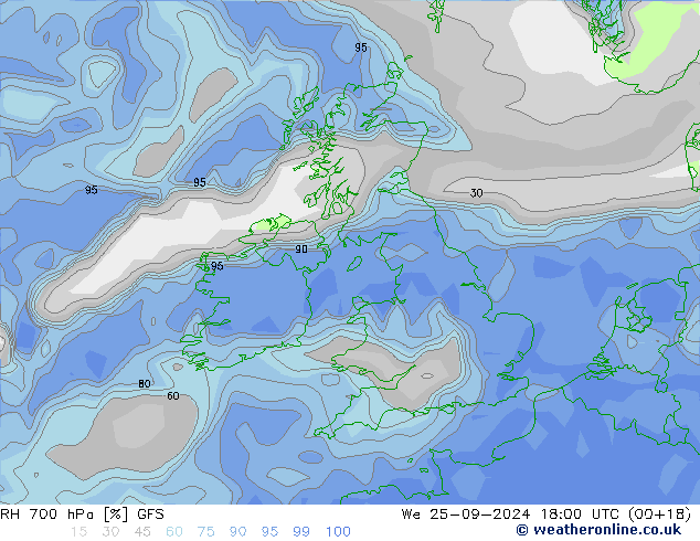 RH 700 hPa GFS  25.09.2024 18 UTC