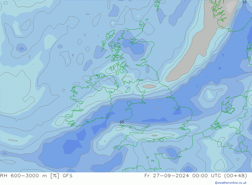 RH 600-3000 m GFS пт 27.09.2024 00 UTC