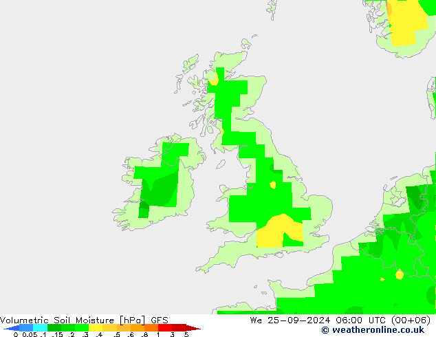 Volumetric Soil Moisture GFS śro. 25.09.2024 06 UTC