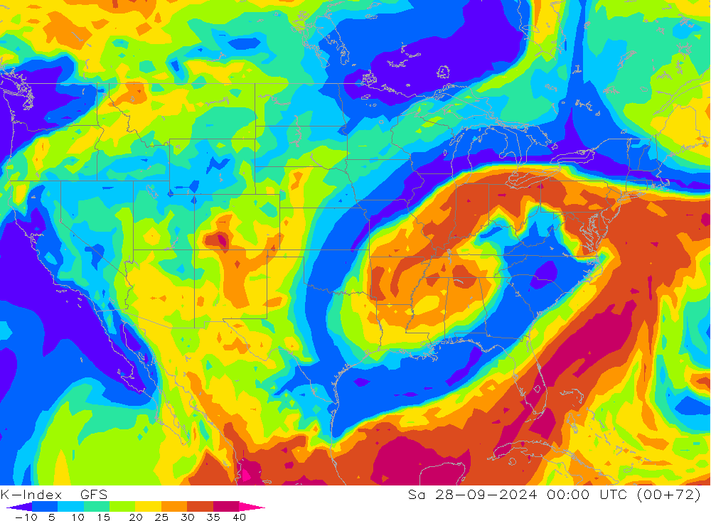 K-Index GFS sam 28.09.2024 00 UTC