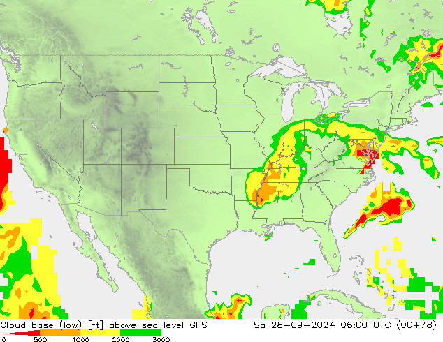 Cloud base (low) GFS Sa 28.09.2024 06 UTC