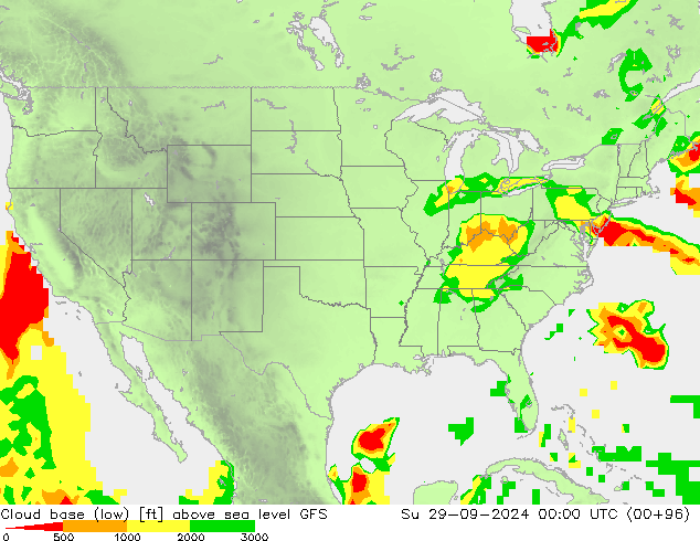 Wolkenbasis (Laag) GFS zo 29.09.2024 00 UTC