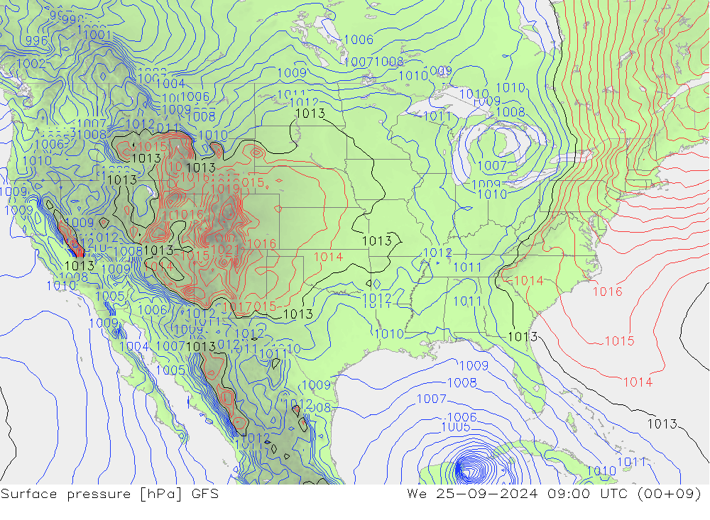 Surface pressure GFS We 25.09.2024 09 UTC