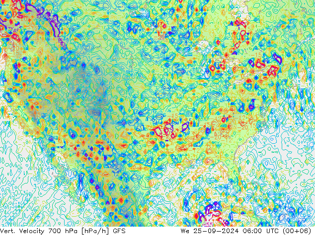 Vert. Velocity 700 гПа GFS ср 25.09.2024 06 UTC