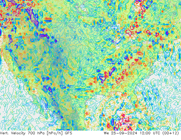 Vert. Velocity 700 hPa GFS We 25.09.2024 12 UTC