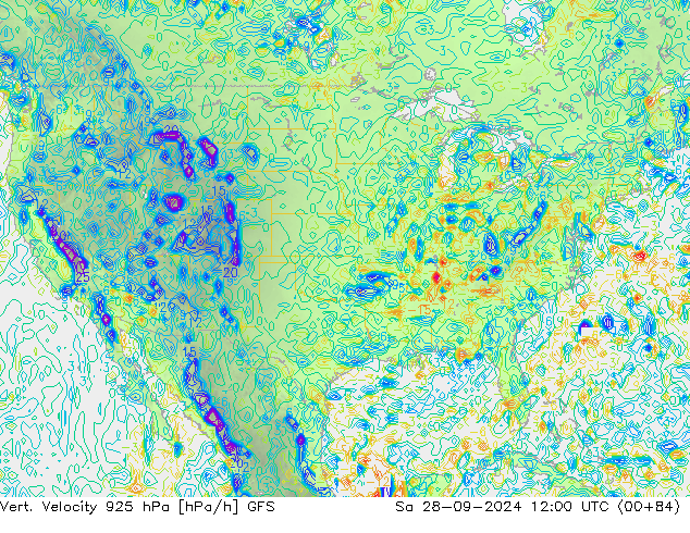 Vert. snelheid 925 hPa GFS za 28.09.2024 12 UTC