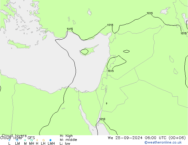 Chmura warstwa GFS śro. 25.09.2024 06 UTC