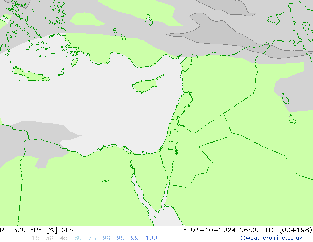 RH 300 hPa GFS  03.10.2024 06 UTC