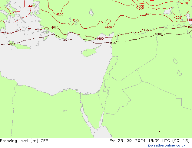 Zero termico GFS mer 25.09.2024 18 UTC